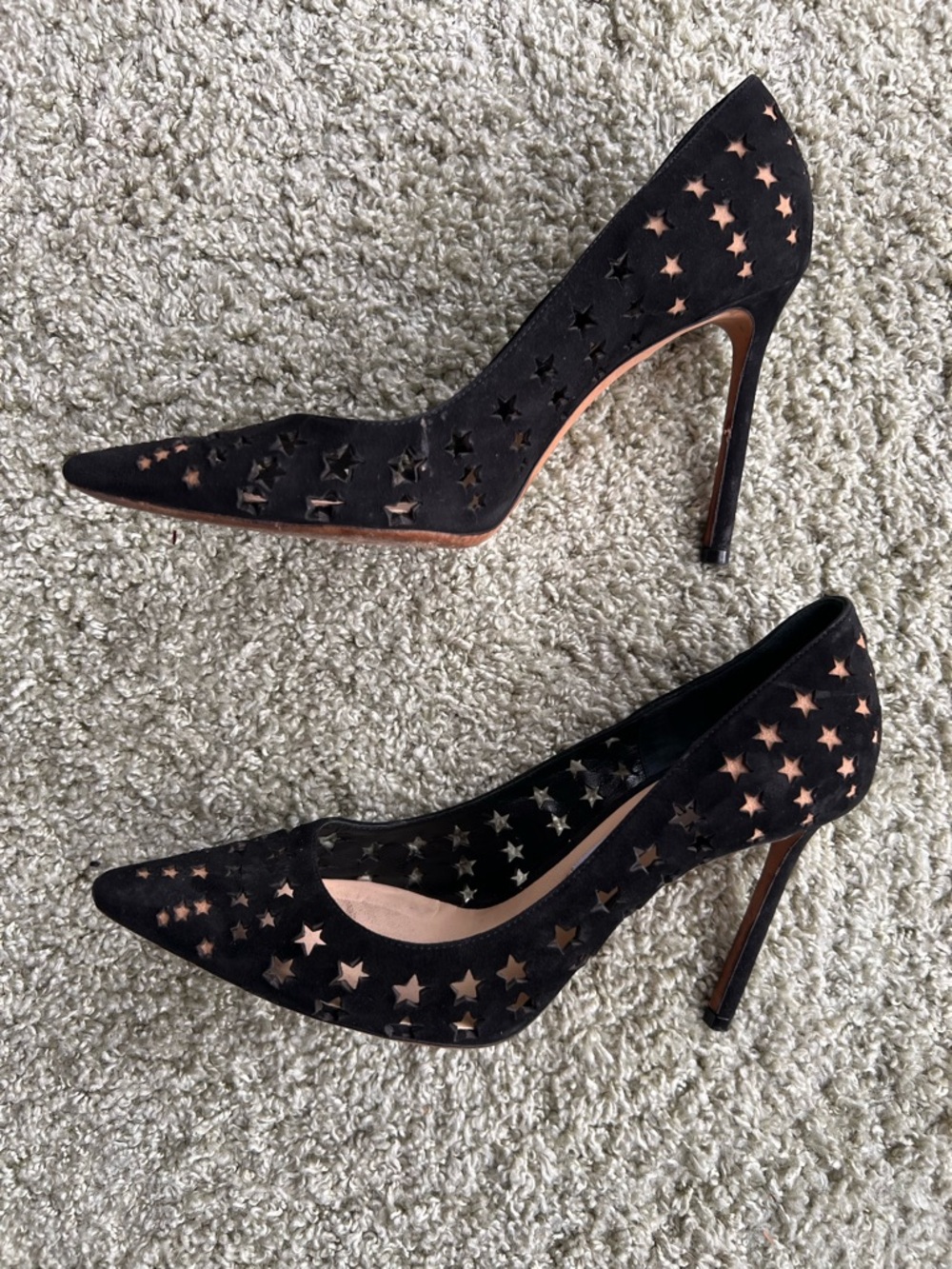 Jimmy Choo Black Suede Star Cutout Pointed Toe Pumps Size 39 US 9
